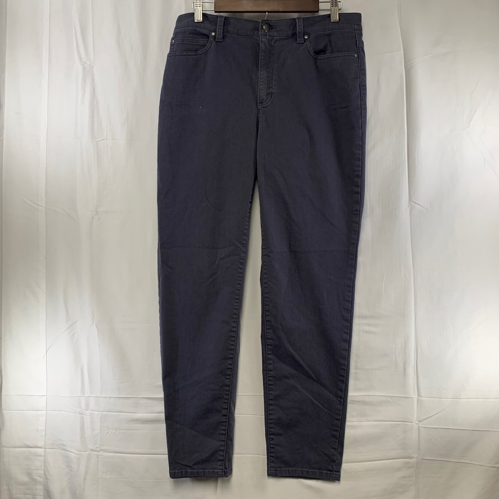 Eileen Fisher Slim Leg Pants Womens Medium Grey Organic Cotton Stretch